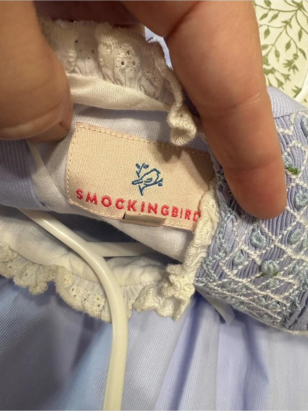 Smockingbird blue girls smocked embroidered bow dress size 2